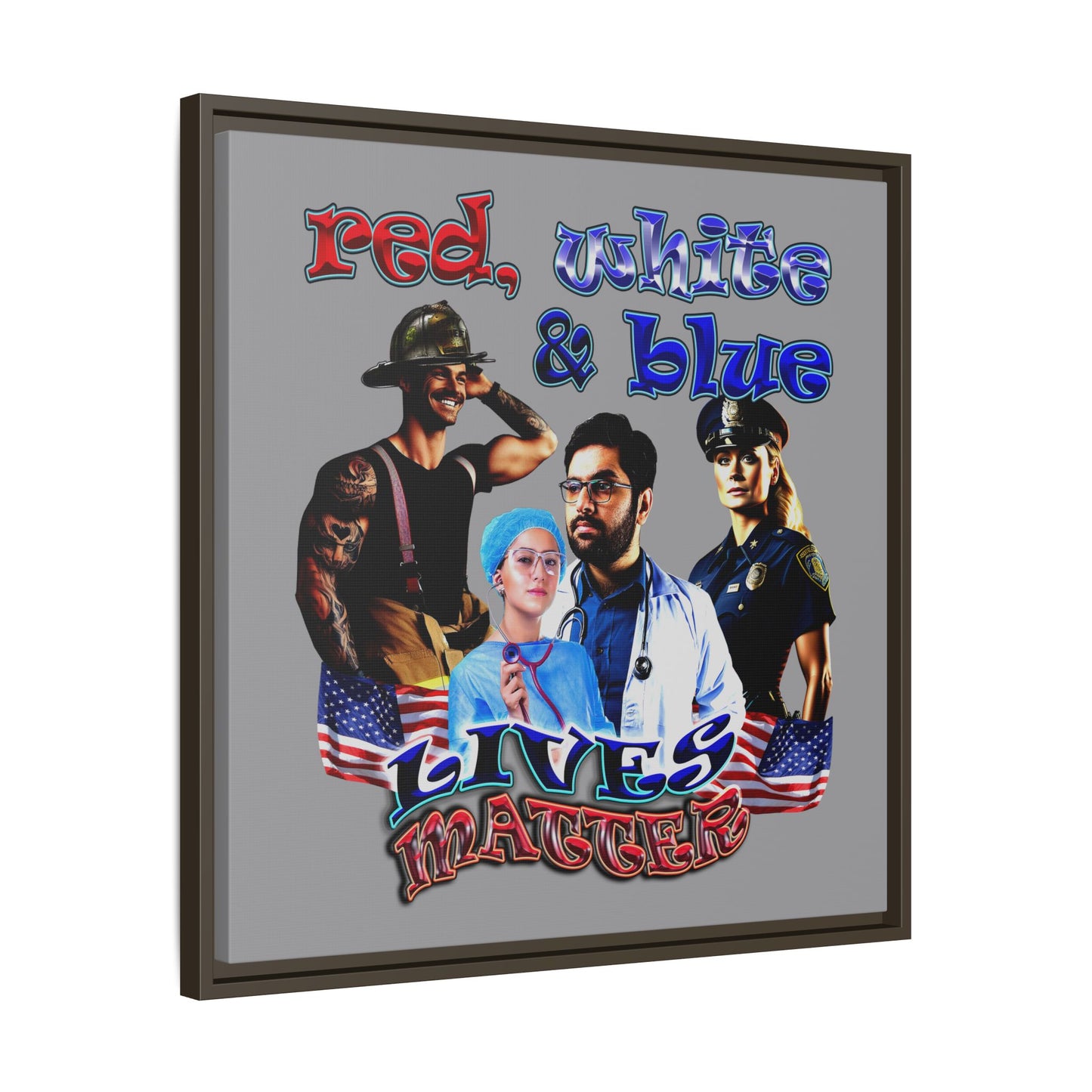 rw&b lives matter - framed canvas art (grey)