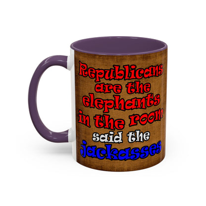 donkeys and elephants - Accent Mug (brown papyrus)