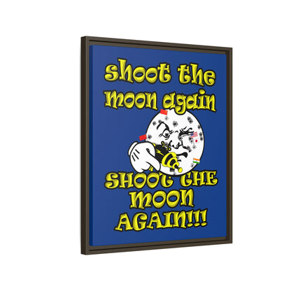 shoot the moon again - framed canvas art (dark blue)