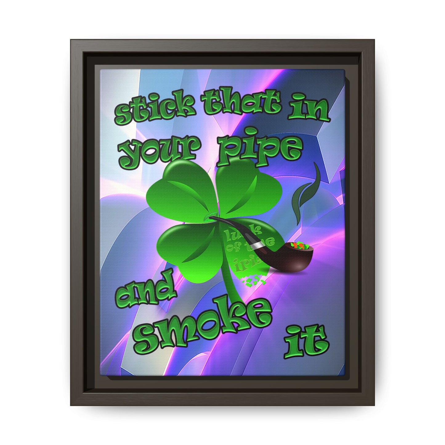 stick that in your pipe and smoke it - framed canvas art (grey-pink wave)