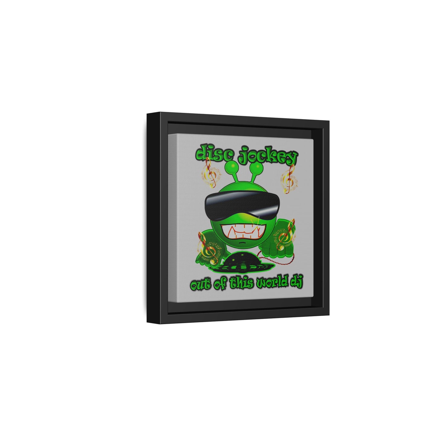 disc jockey - framed canvas art (light grey)