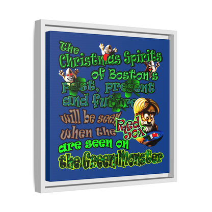 christmas spirits of boston - framed canvas art (dark blue)