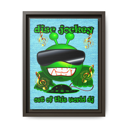 disc jockey - framed canvas art (faded blue)