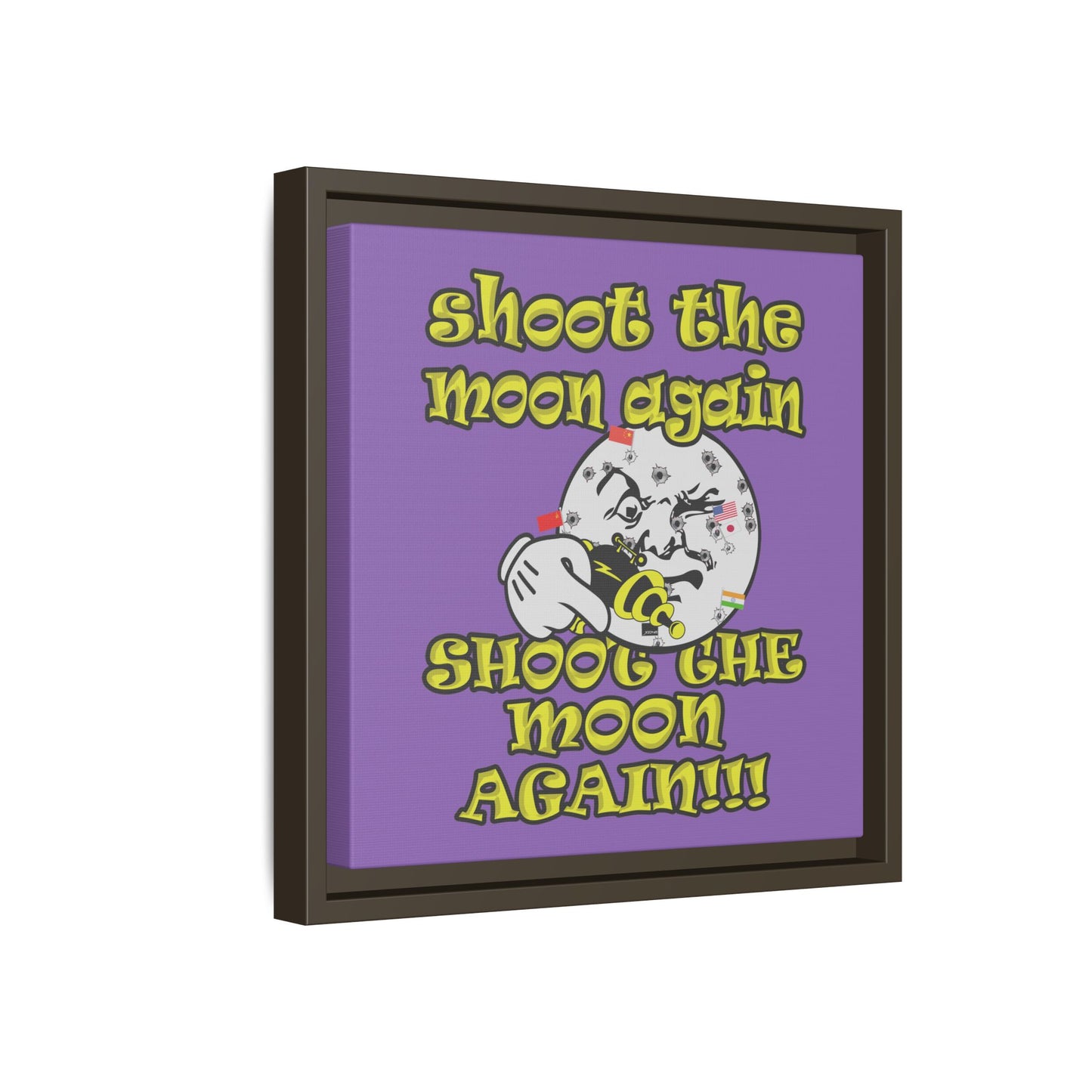 shoot the moon again - framed canvas art (light purple)