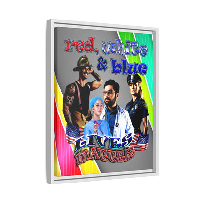 rw&b lives matter - framed canvas art (rainbow split)