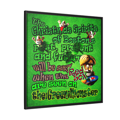 christmas spirits of boston - framed canvas art (green turf)