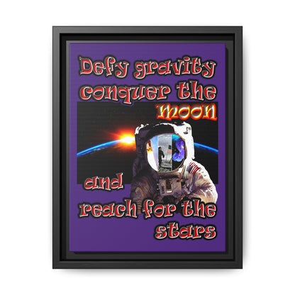 defy conquer reach - framed canvas art (purple)