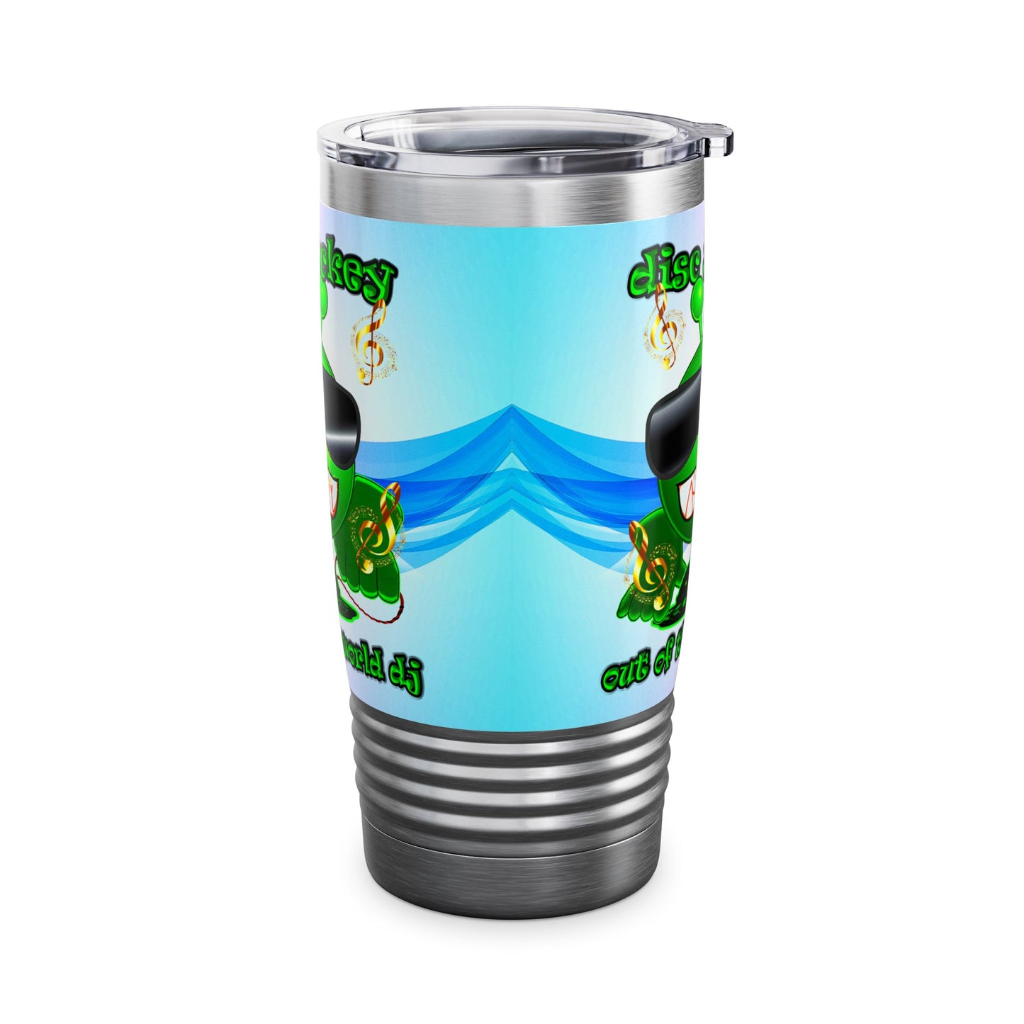 disc jockey - Ringneck Tumbler, 20oz (light blue-pink wave)