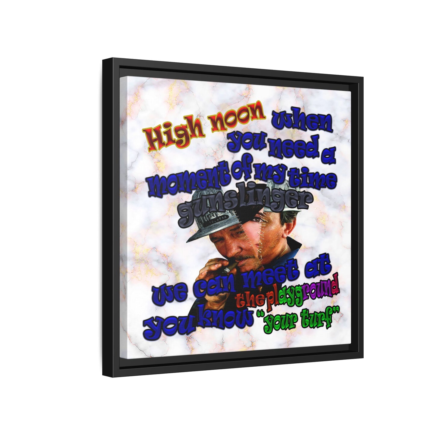 high noon - framed canvas art (white marble)