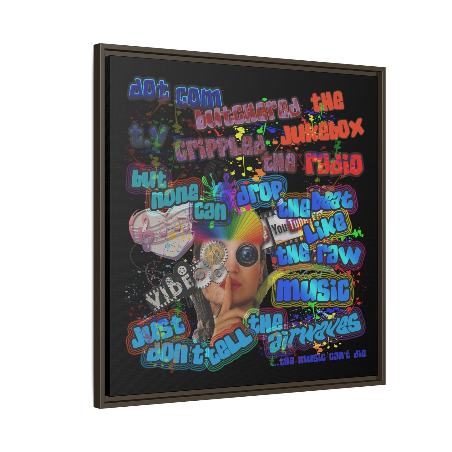 drop the beat - framed canvas art (black)
