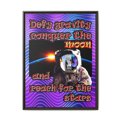 defy conquer reach - framed canvas art (purple wave)
