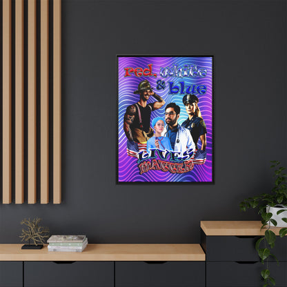 rw&b lives matter - framed canvas art (purple wave)