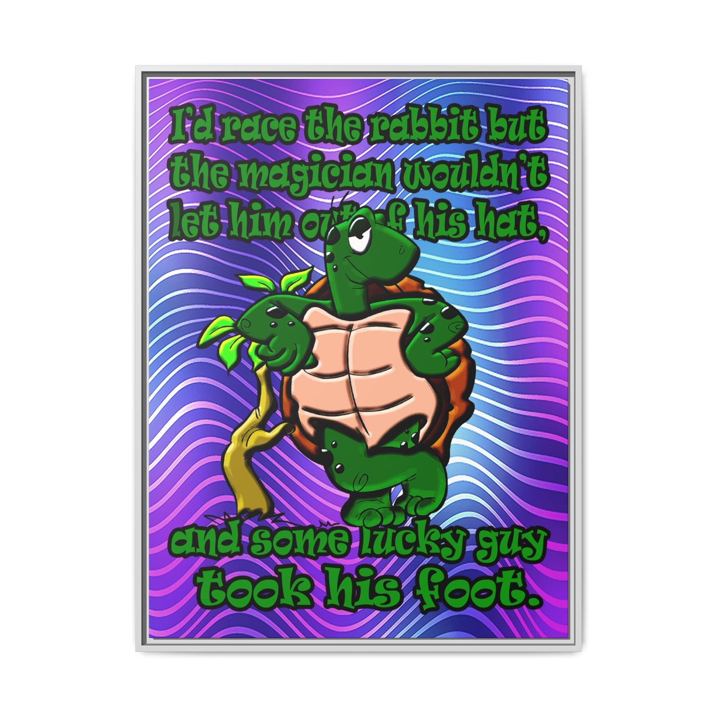 turtle race - framed canvas art (purple wave)
