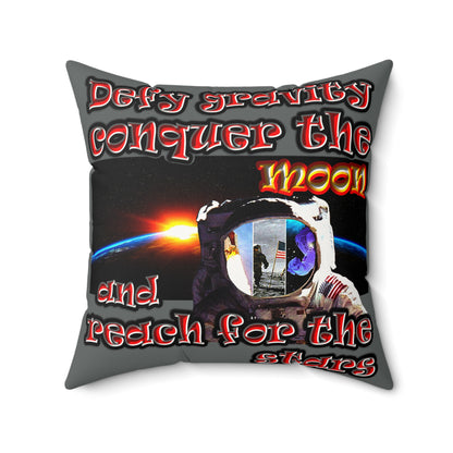 defy conquer reach - Faux Suede Square Pillow - (dark grey)