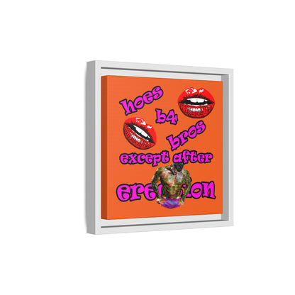 hoes b4 bros - framed canvas art (orange)