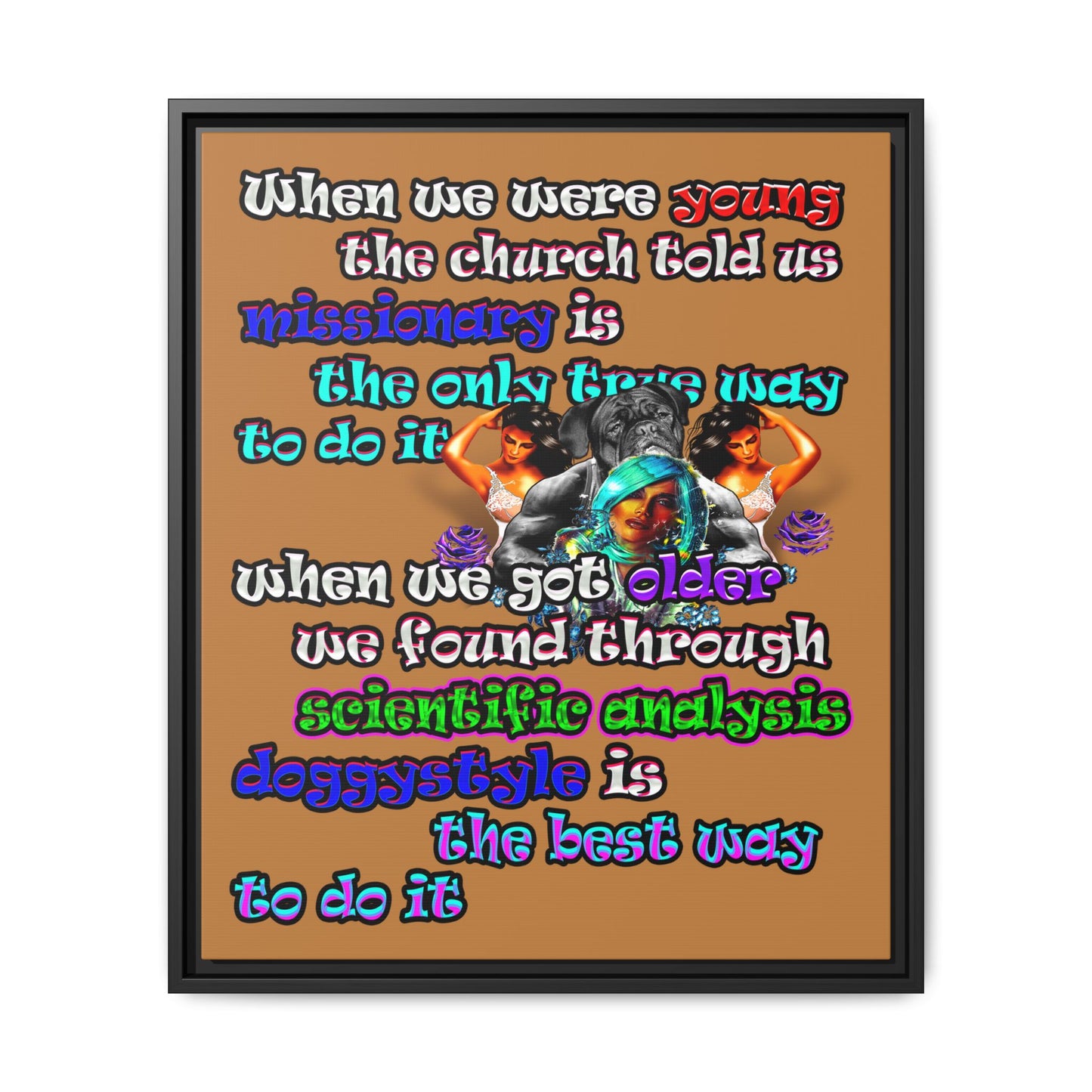 doggystyle - framed canvas art (light brown)
