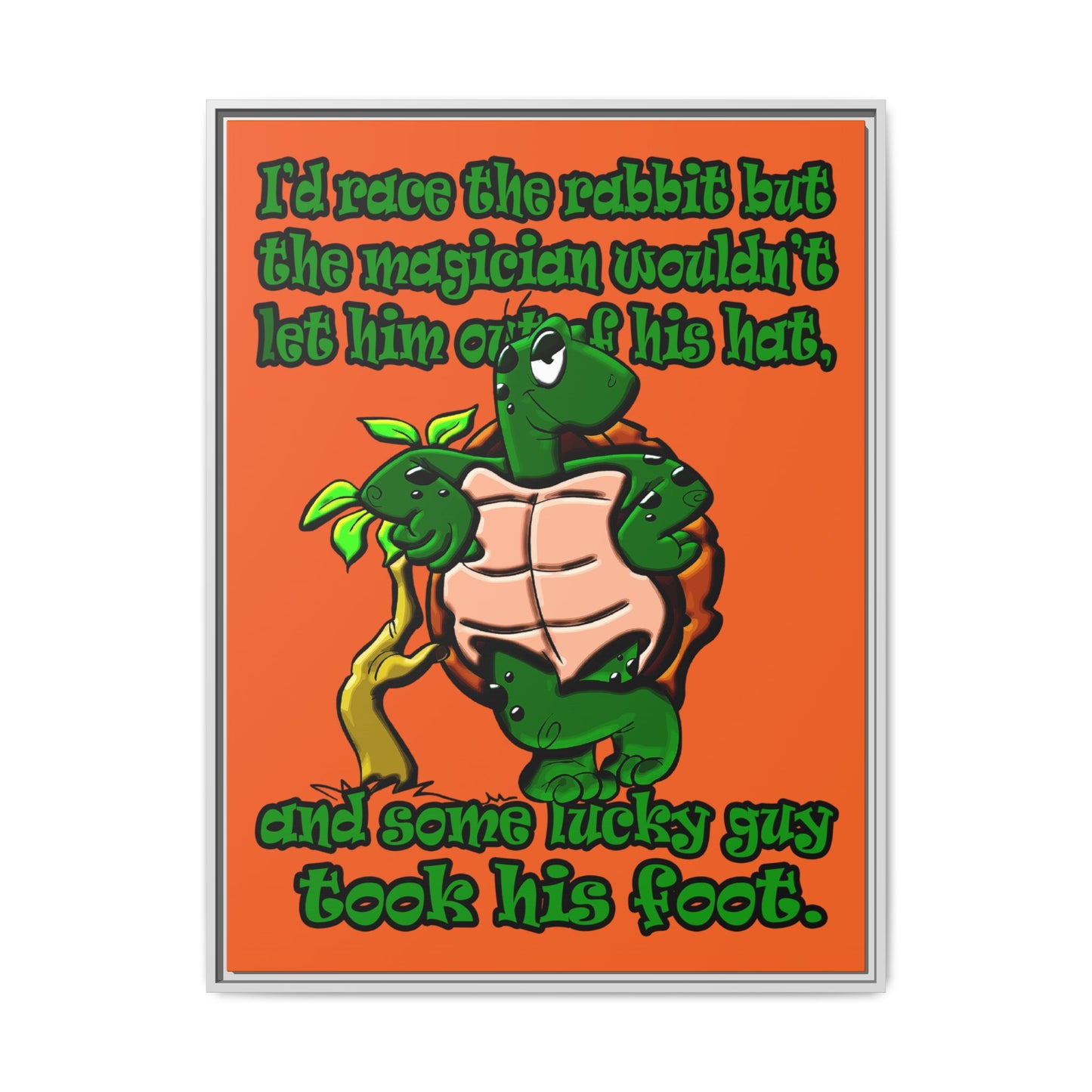 turtle race - framed canvas art (orange)