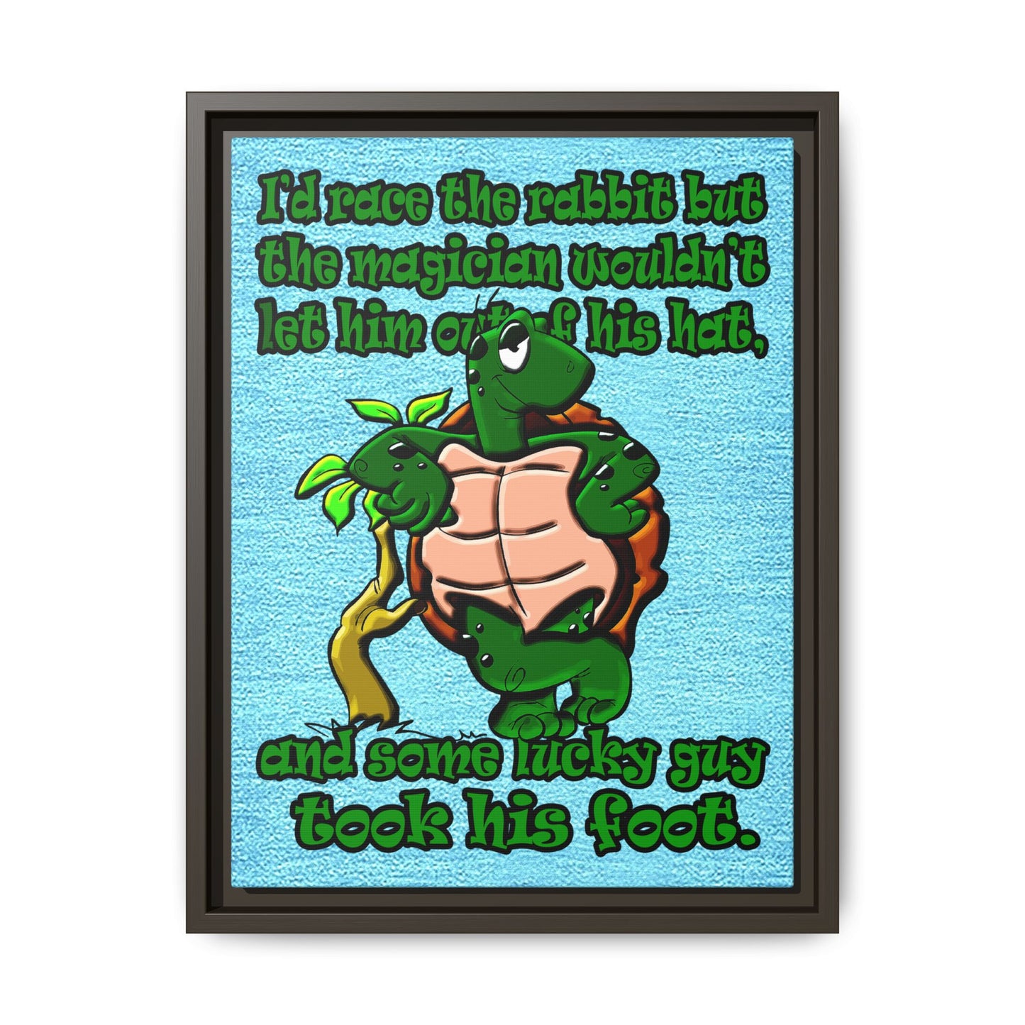 turtle race - framed canvas art (faded blue)