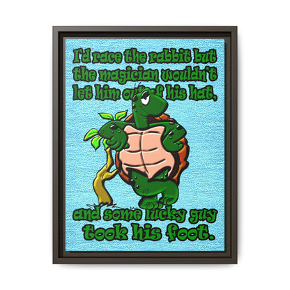 turtle race - framed canvas art (faded blue)