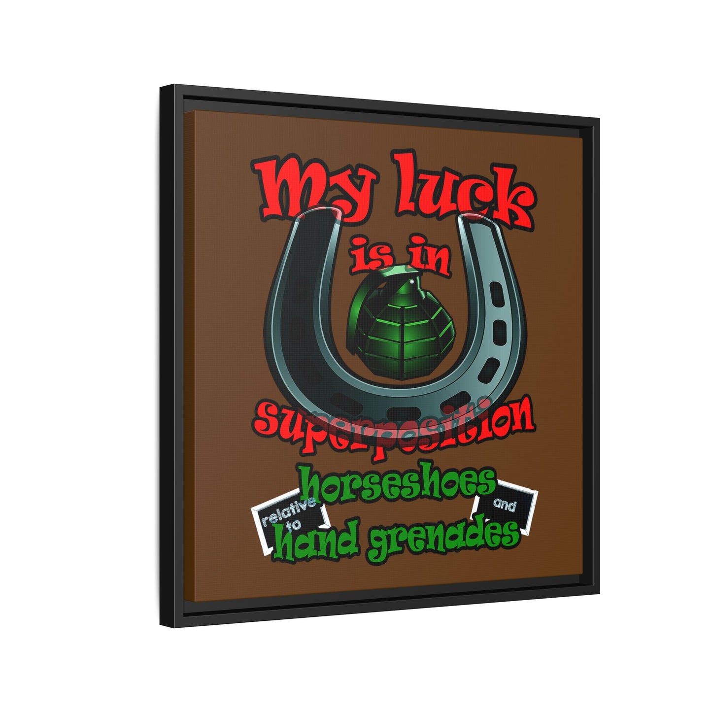 my luck - framed canvas art (brown)