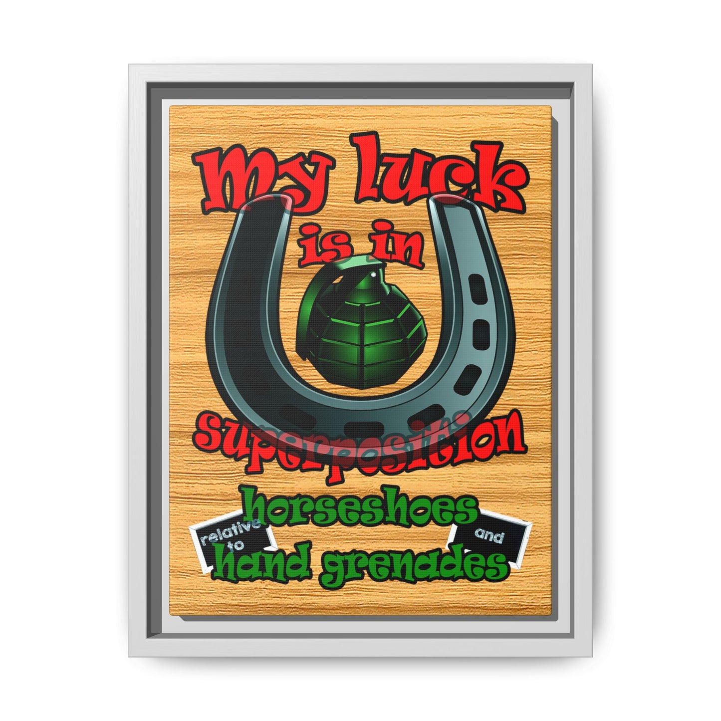 my luck - framed canvas art (butterscotch wood finish)