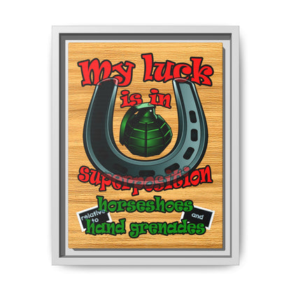 my luck - framed canvas art (butterscotch wood finish)