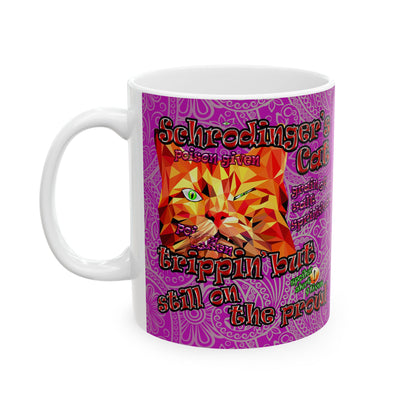 schrodinger's cat - White Mug (pink swirl)
