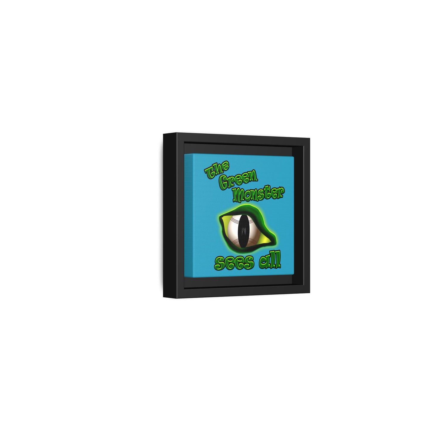 green monster - framed canvas art (turquoise)