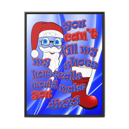 santa's shoes - framed canvas art (blue-white wave)