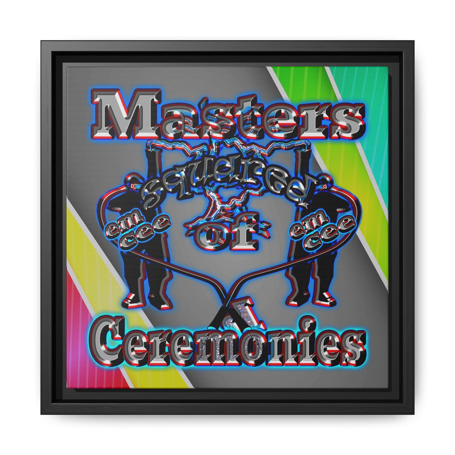 em cee squared - framed canvas art (rainbow split)