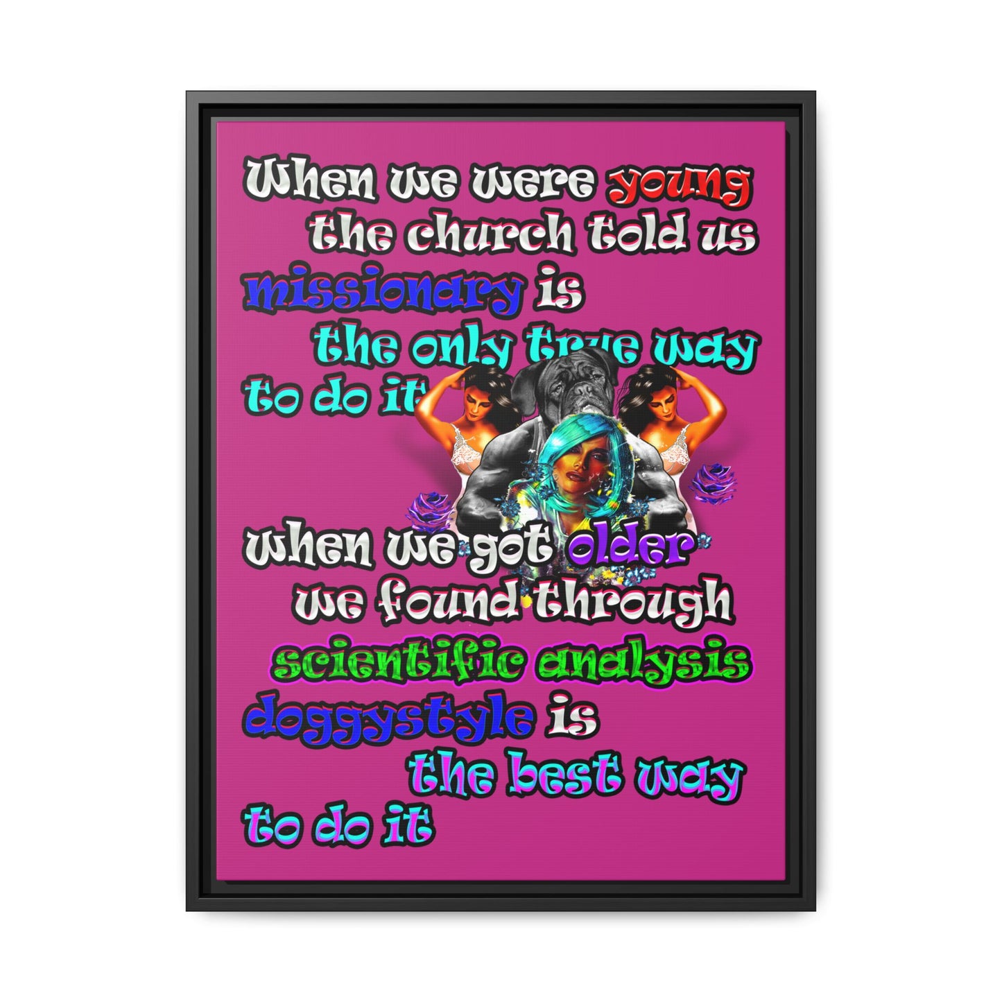 doggystyle - framed canvas art (pink)