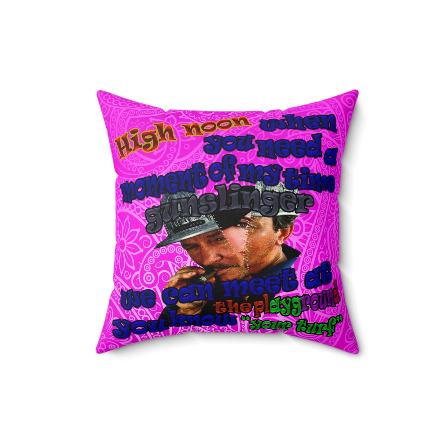 high noon - Faux Suede Square Pillow - (pink swirl)