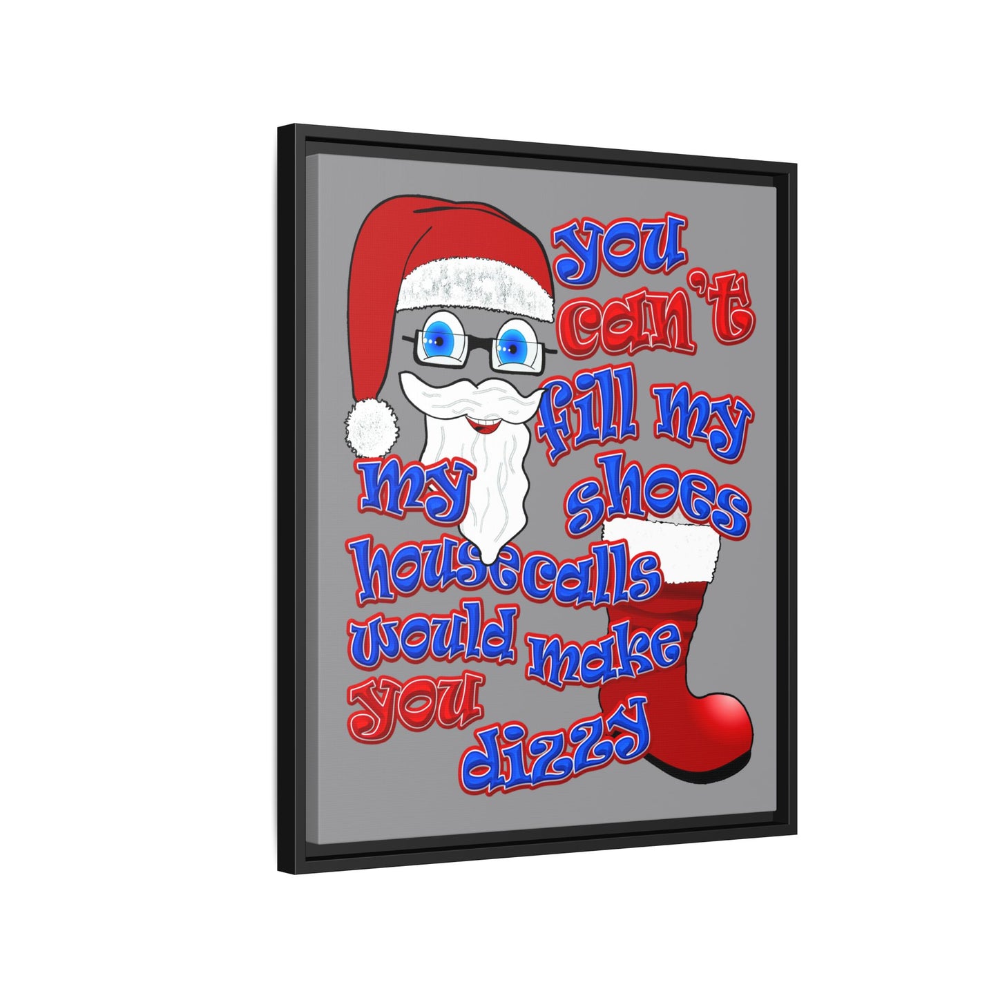 santa's shoes - framed canvas art (grey)