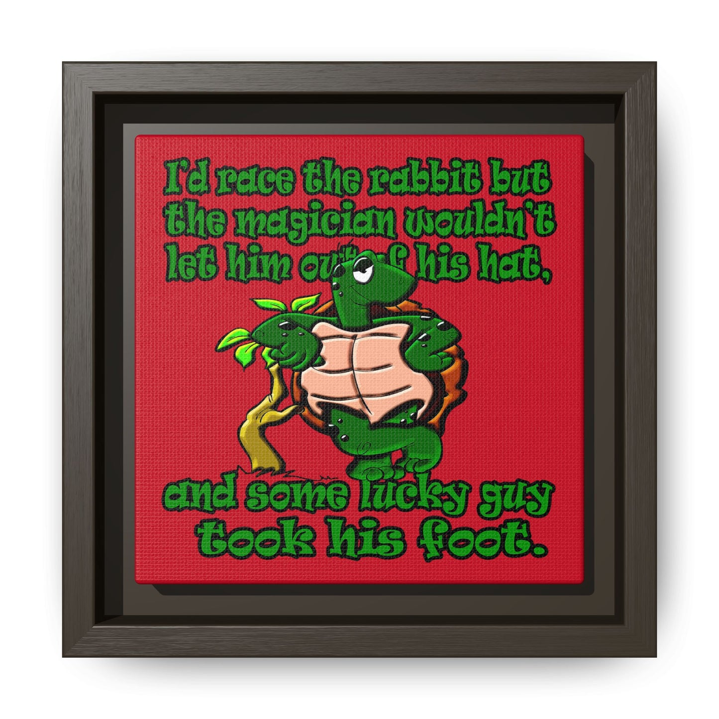 turtle race - framed canvas art (dark red)