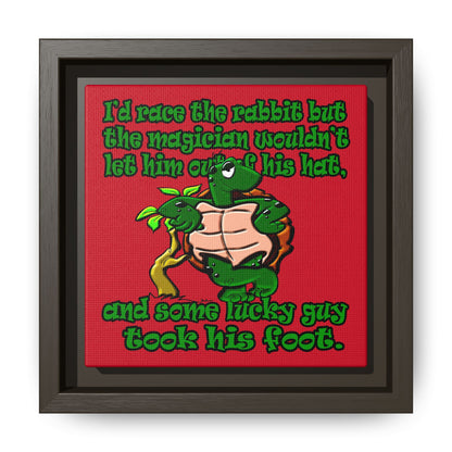 turtle race - framed canvas art (dark red)