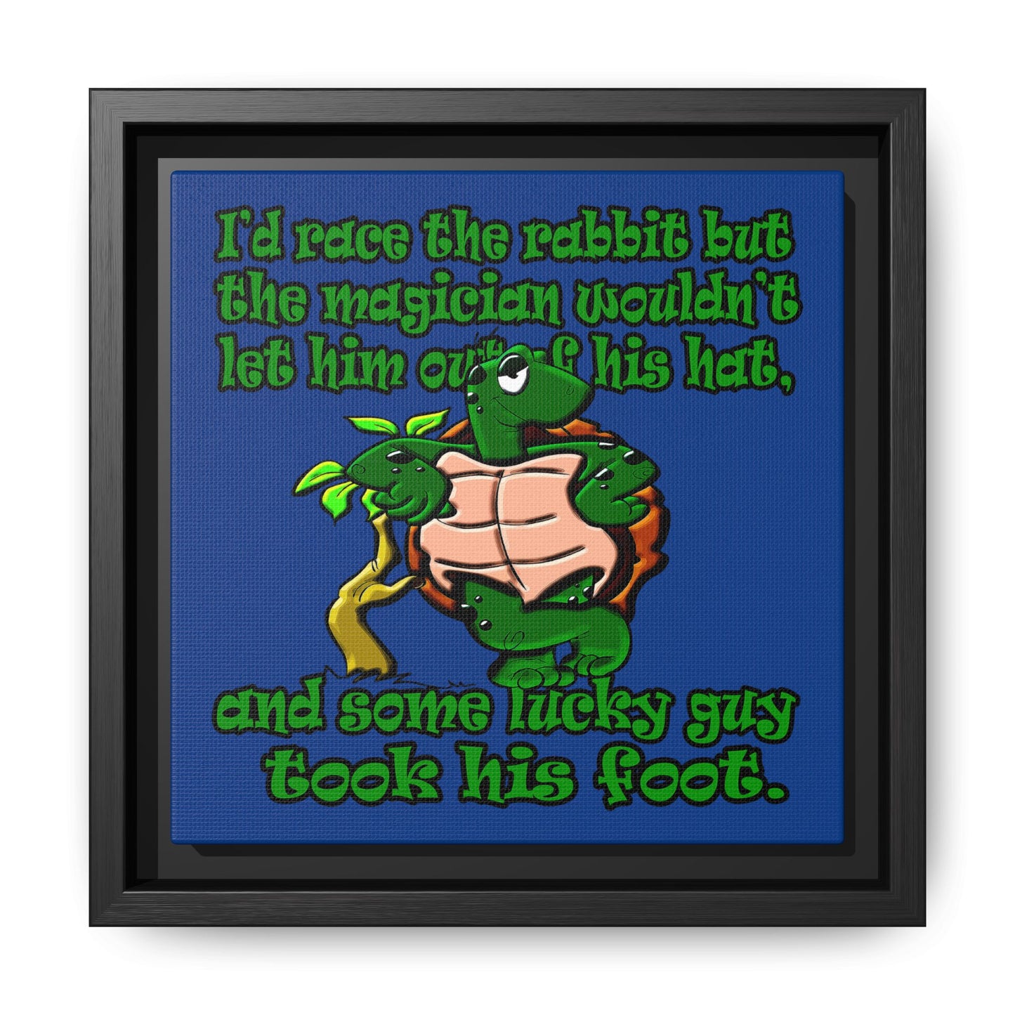 turtle race - framed canvas art (dark blue)