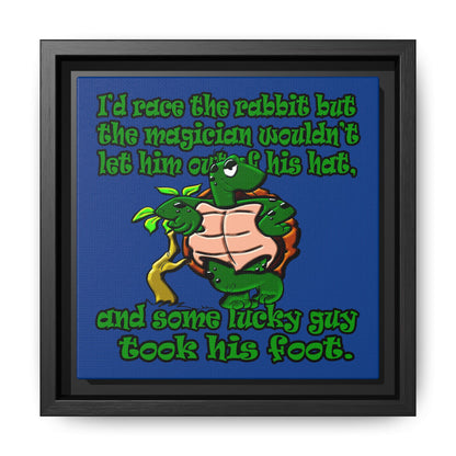 turtle race - framed canvas art (dark blue)