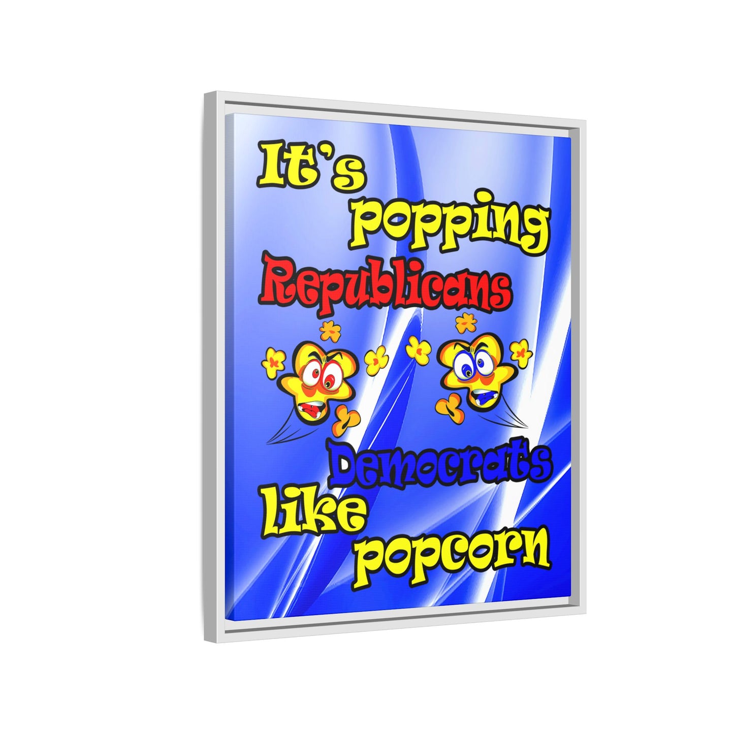 popping like popcorn - framed canvas art (blue-white wave)