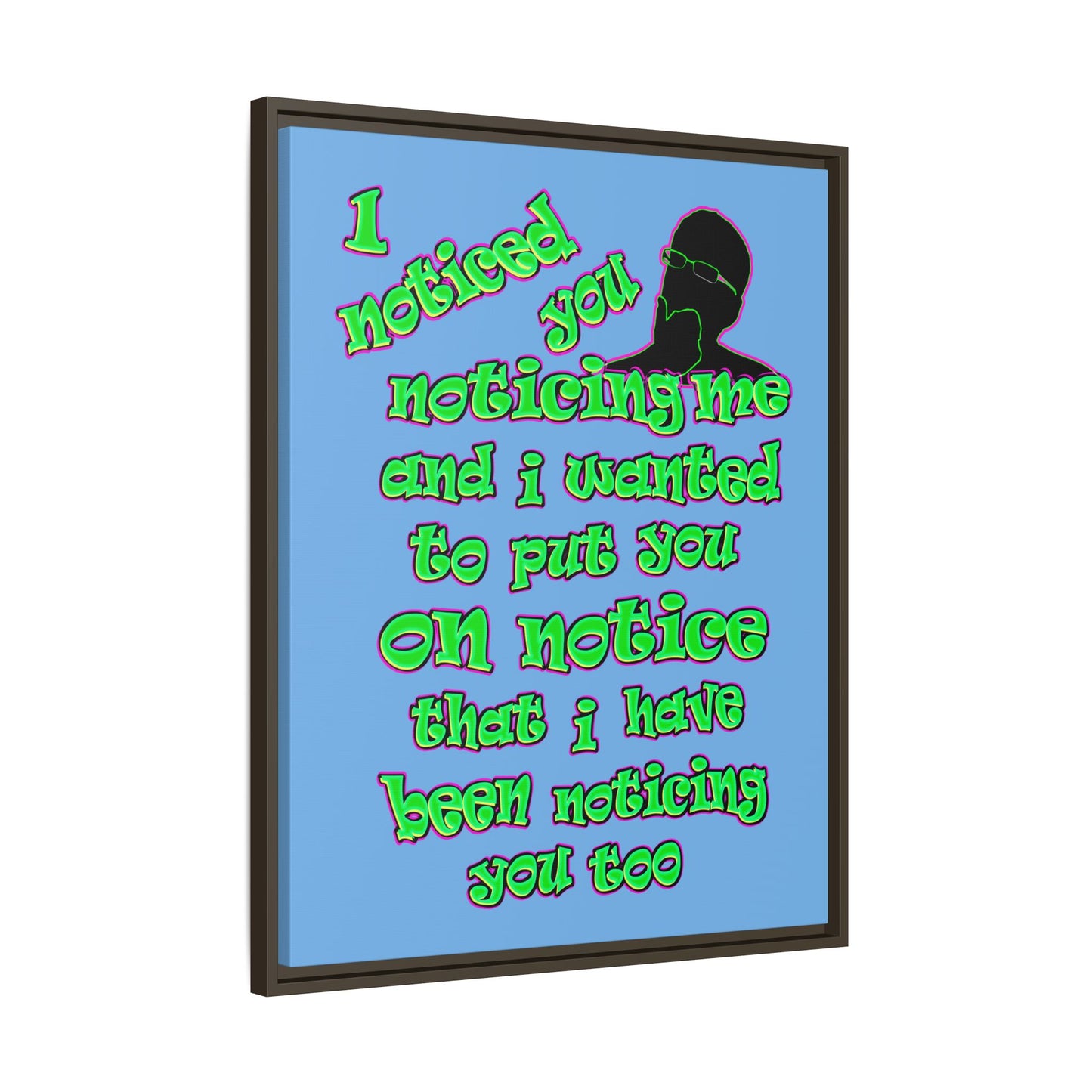 noticed you noticing - framed canvas art (light blue)