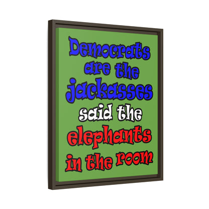 donkeys and elephants - framed canvas art (green)