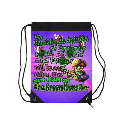 christmas spirits of boston - Drawstring Bag (purple-pink wave)