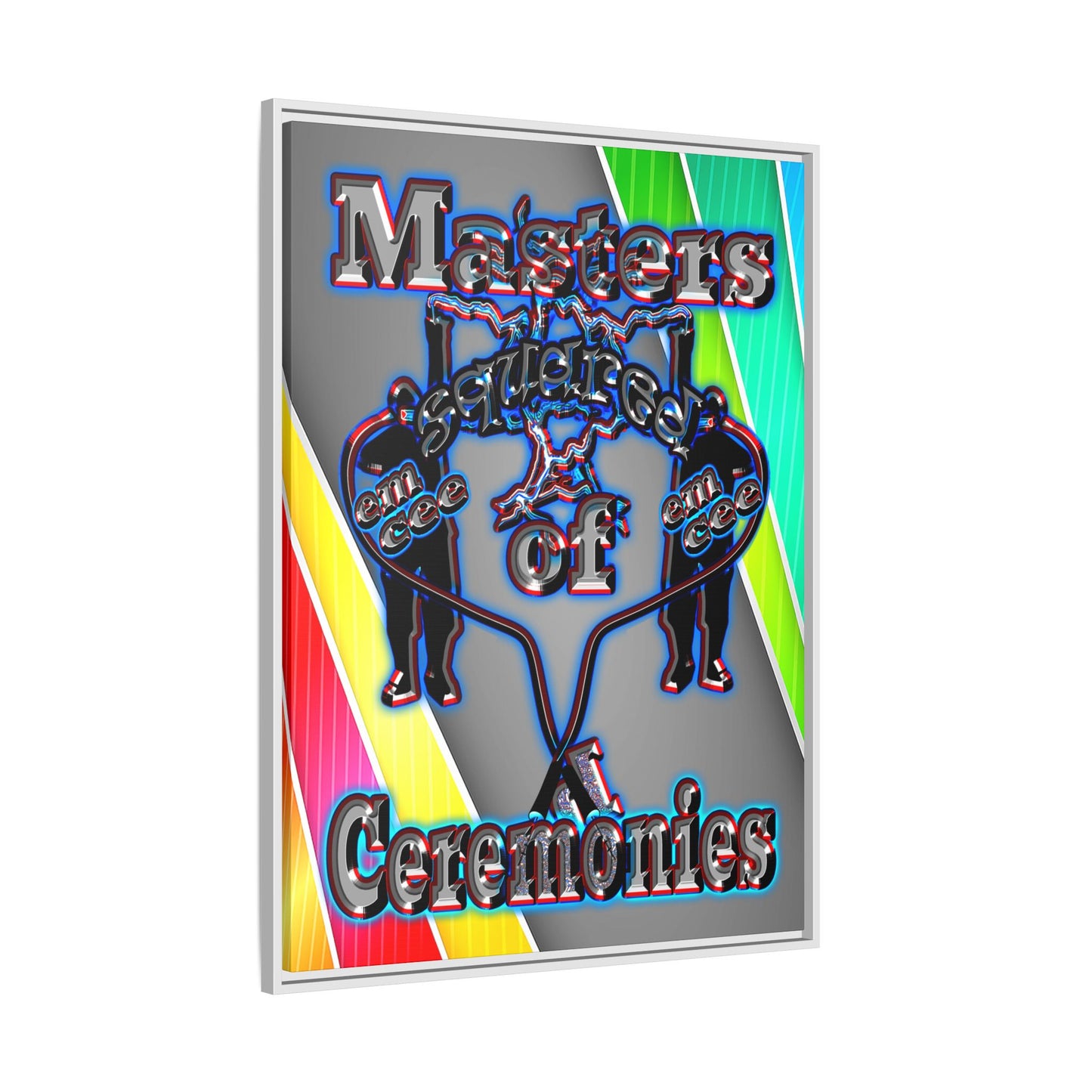 em cee squared - framed canvas art (rainbow split)