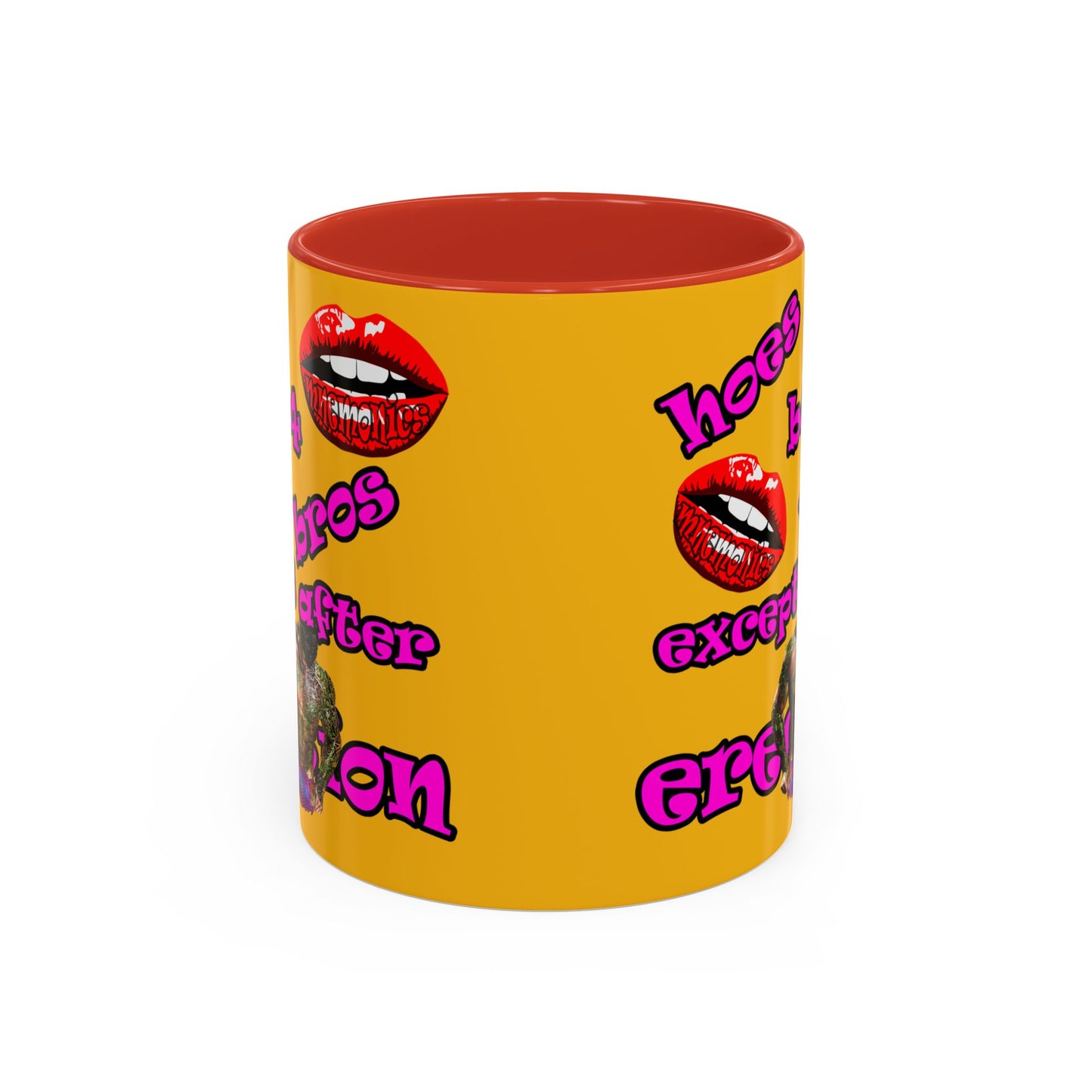 hoes b4 bros - Accent Mug (yellow)