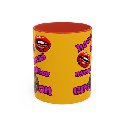 hoes b4 bros - Accent Mug (yellow)
