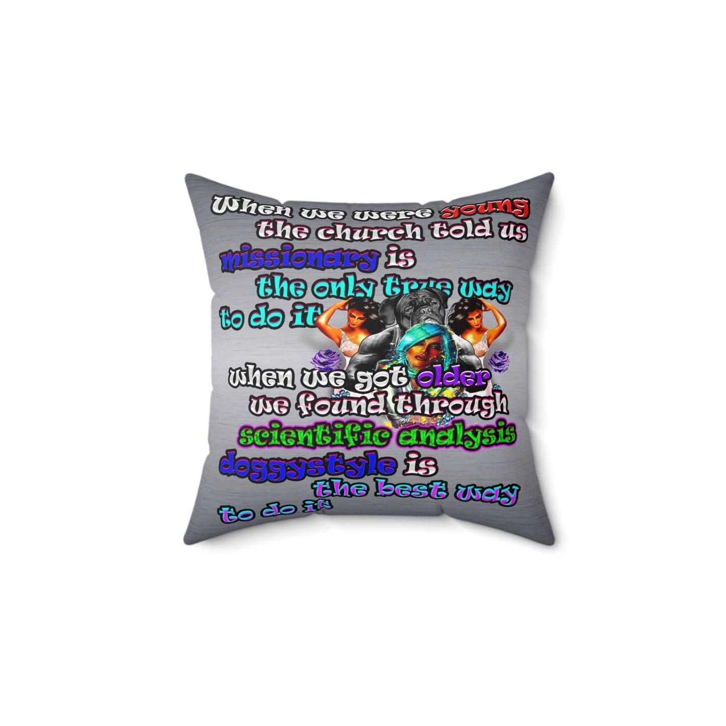doggystyle - Spun Polyester Square Pillow - (brushed nickel)