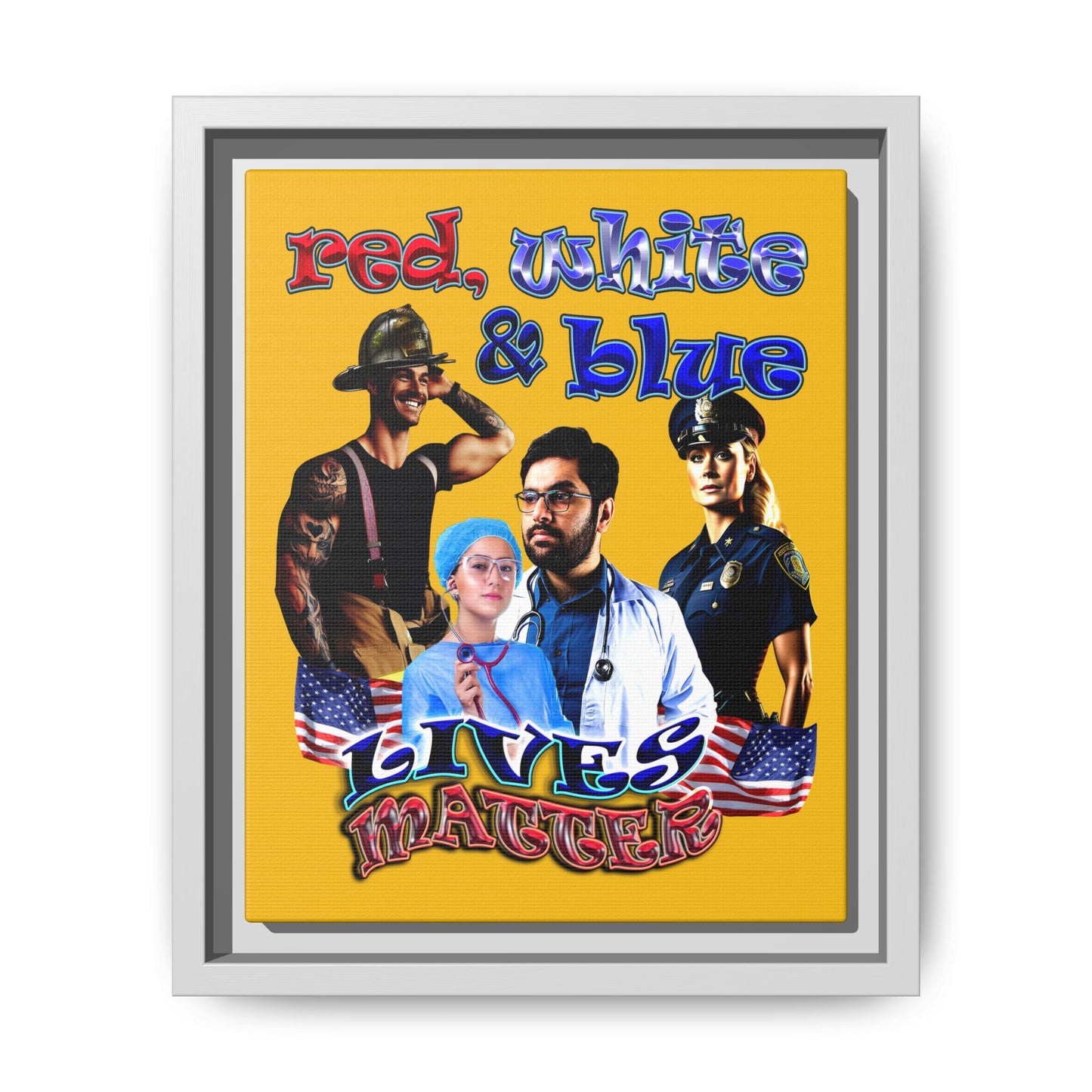 rw&b lives matter - framed canvas art (yellow)