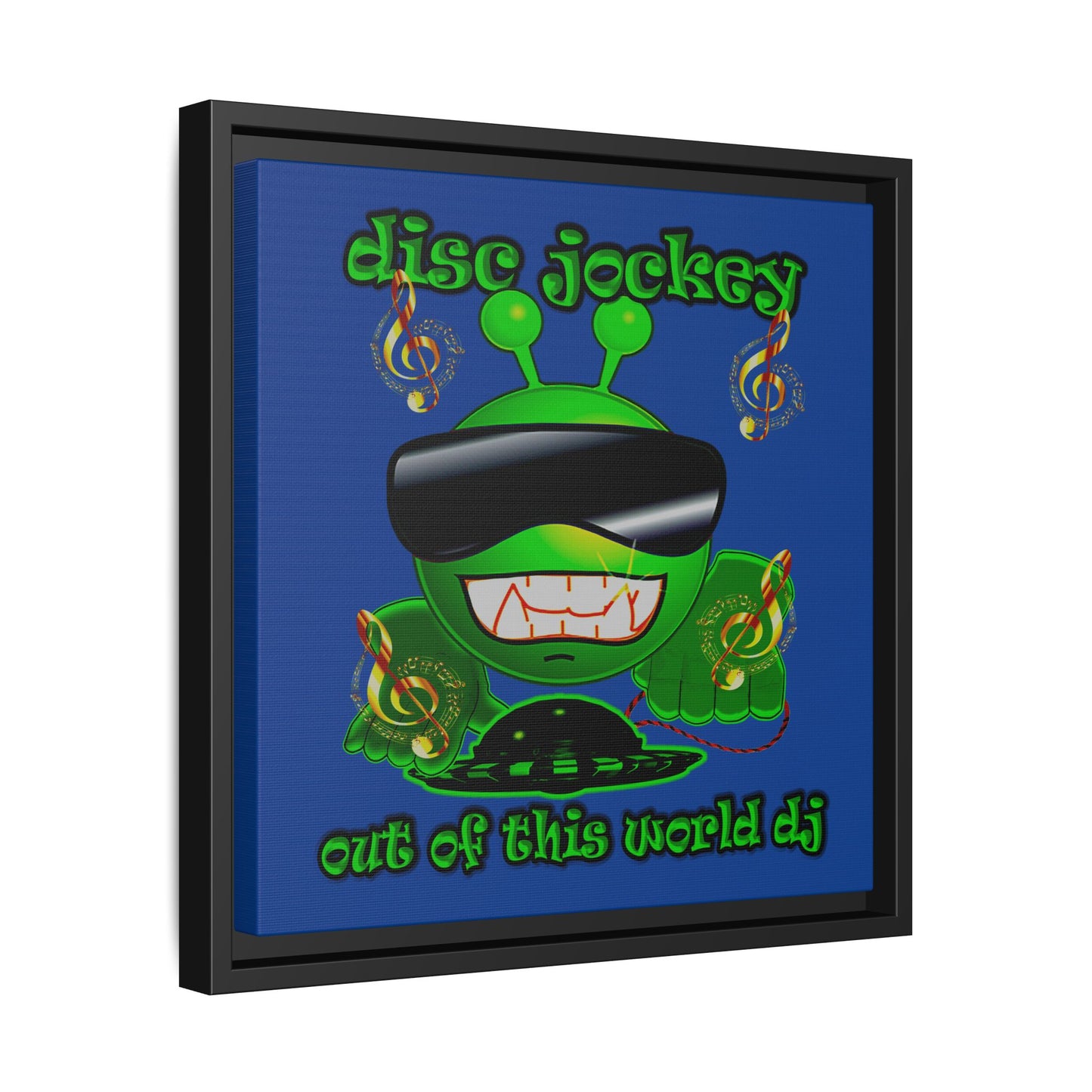disc jockey - framed canvas art (dark blue)