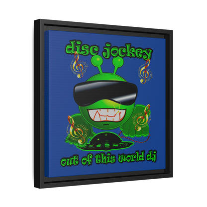 disc jockey - framed canvas art (dark blue)