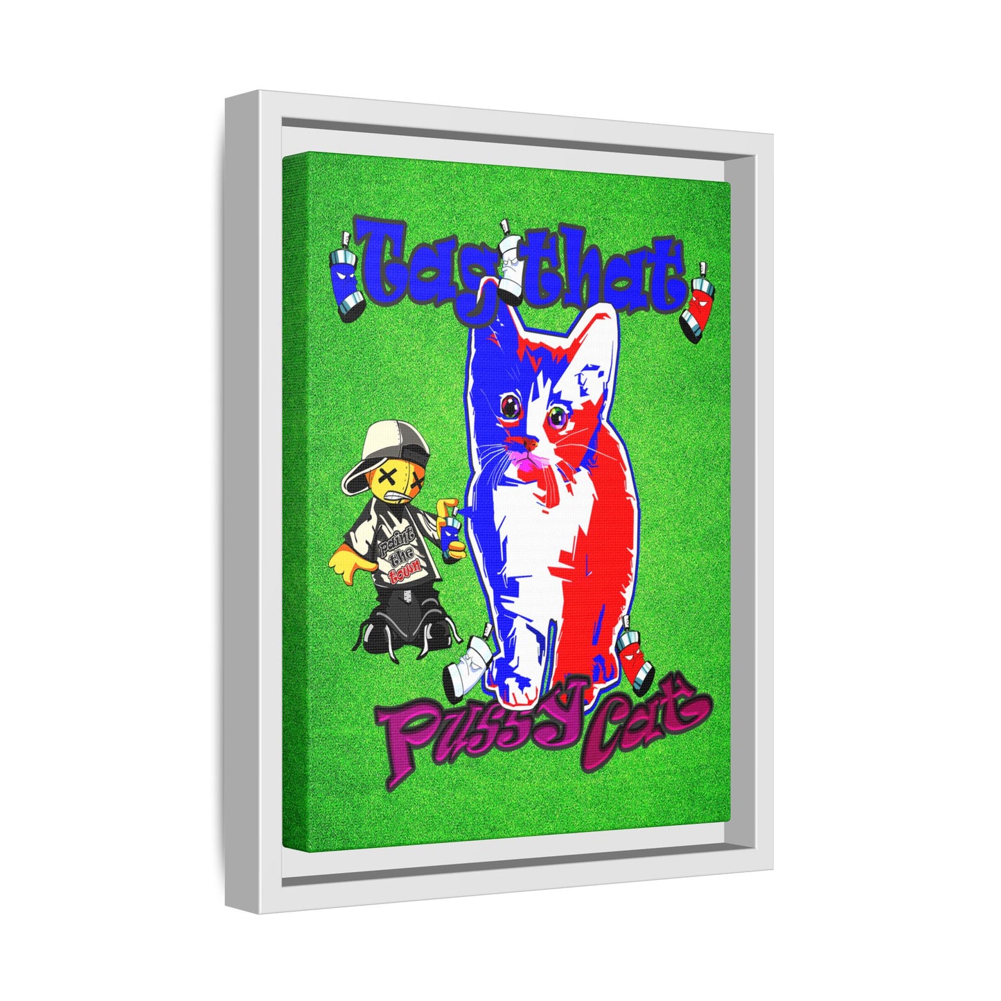tag that - framed canvas art (green turf)