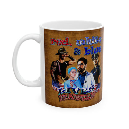 rw&b lives matter - White Mug (brown papyrus)